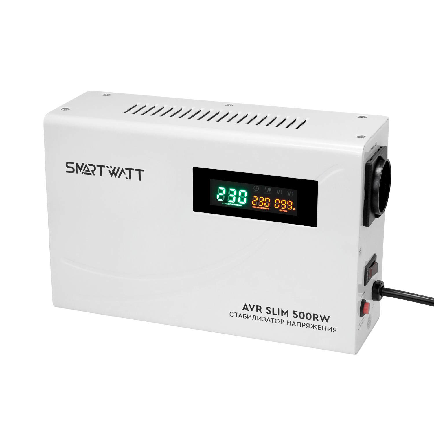 Стабилизатор напряжения для сплит-систем SMARTWATT AVR SLIM 500 Вт Стабилизатор напряжения для сплит-систем SMARTWATT AVR SLIM 500 Вт
